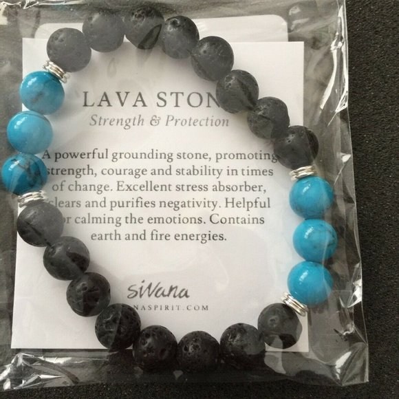 NIP SIVANA Lava Stone Stretch Bracelet 8mm Beads - Picture 1 of 2